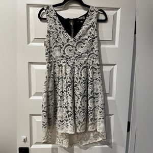 Asymmetrical Monteau White Lace Dress